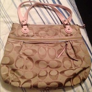 Pink & tan COACH bag.