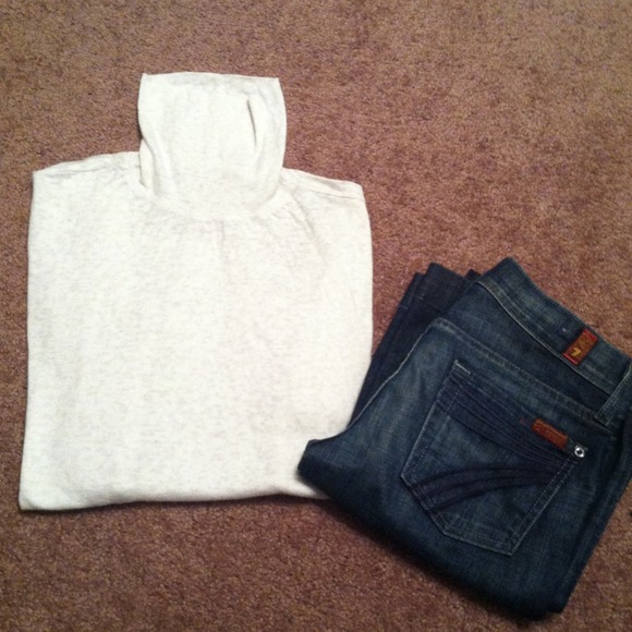 Free People Turtle Neck White Long Sleeve