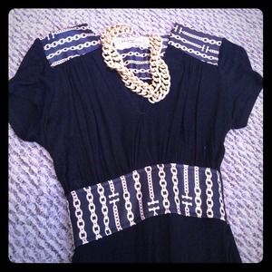 Flair Collection Dress w Gold Chain Print