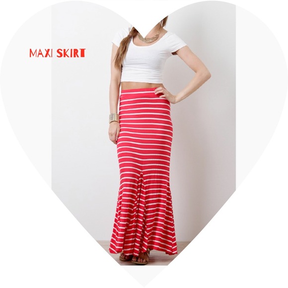 Dresses & Skirts - 🎀SOLD OUT🎀Red & White Striped Maxi Skirt