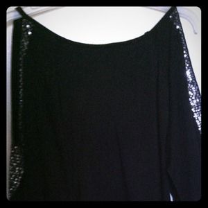 Black, open arm, sequin shirt