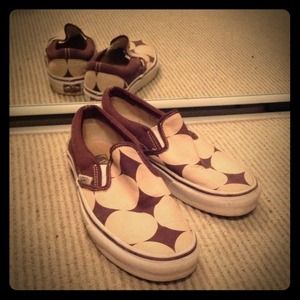 Slip on vans, light pink and deep purple