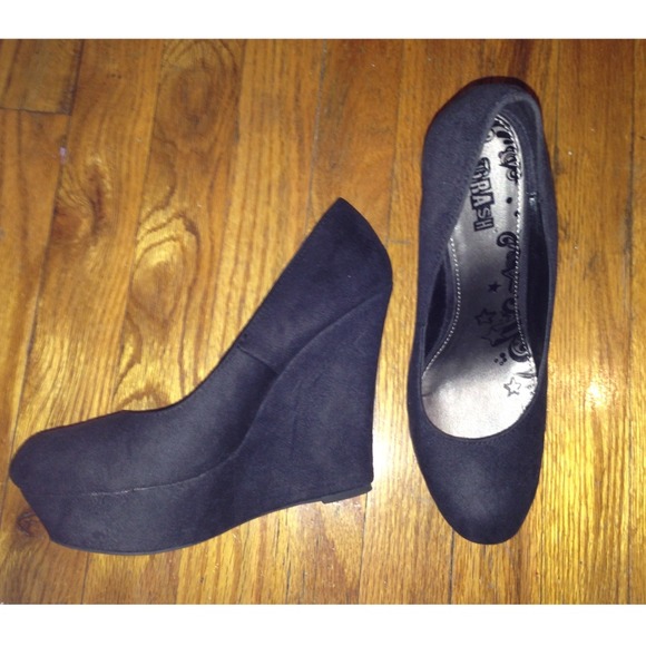 Black Suede Wedges