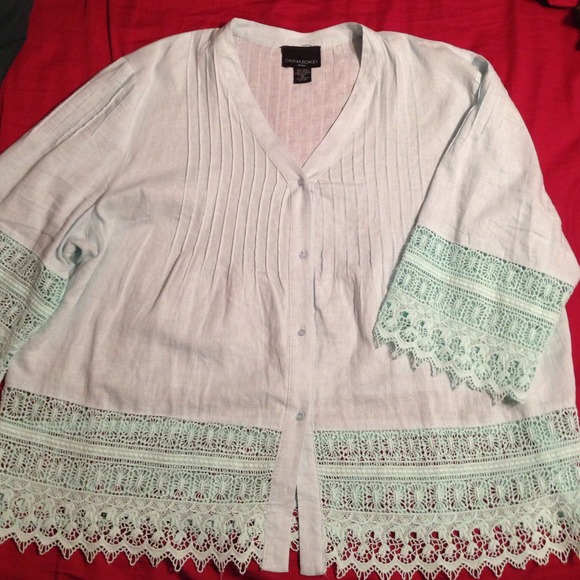 ✂️Price Cut!✂️ Cynthia Rowley lace trimmed tunic