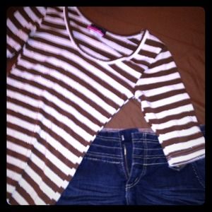 ❤️ Stripes half sleeve top  gold & mocha❤️