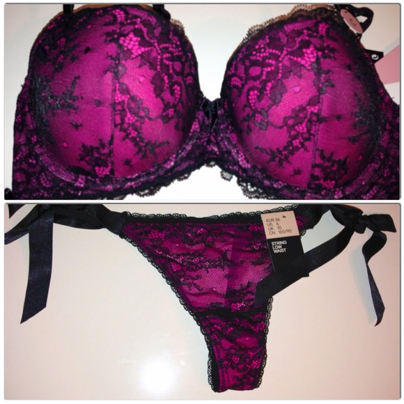 🚫 Sold Brand new hot pink/black overlay lingerie