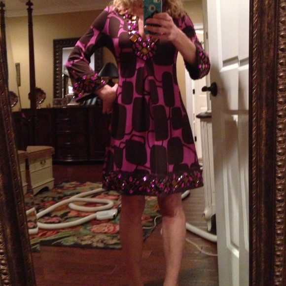 INC gorgeous magenta and brown dress