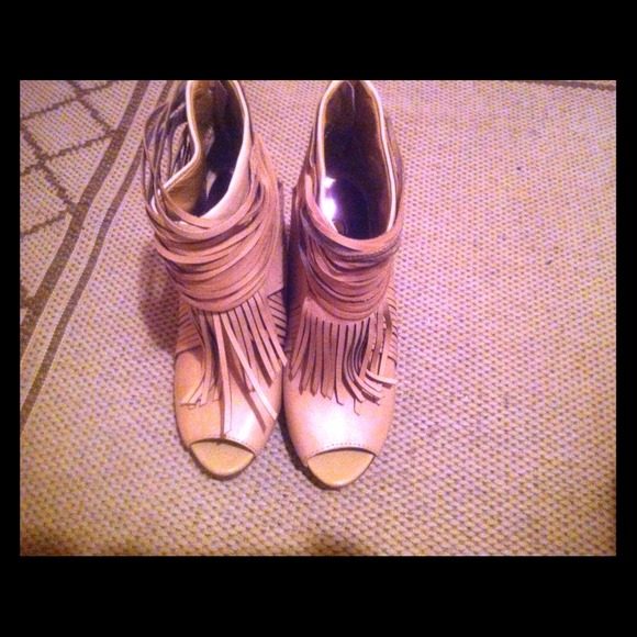 Nude open toe booties