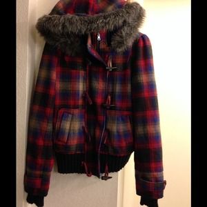 Plaid zipper lined jacket