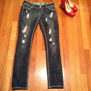 Dark Wash Weathered Jeans