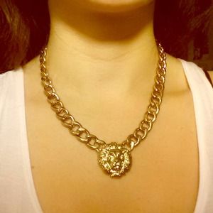 Gold Chain Lion Head Necklace