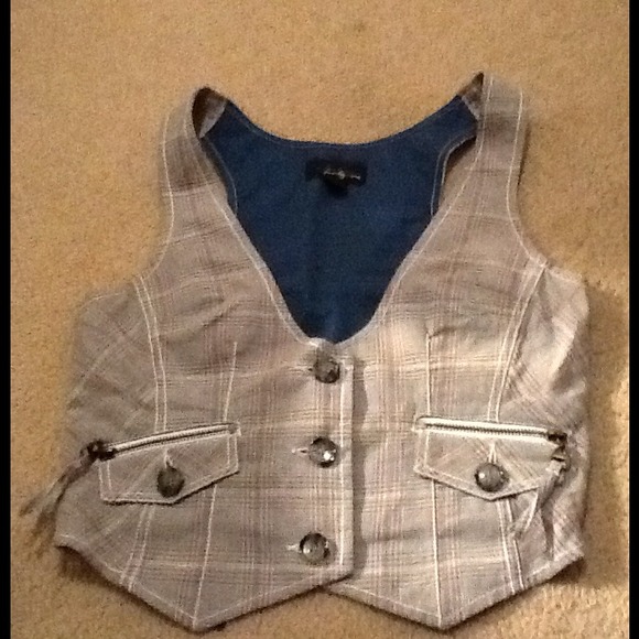 Silver plaid vest