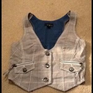 Silver plaid vest