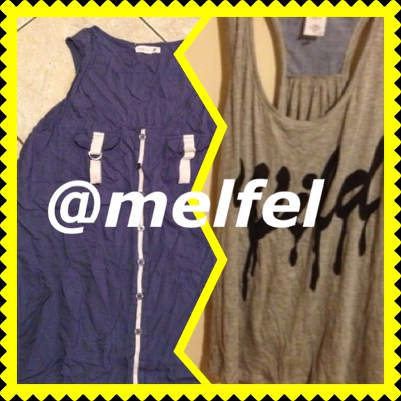 Wild grey tank top/ blue top