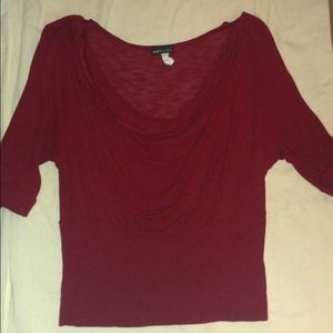 Dark Red Swoop Neck Blouse
