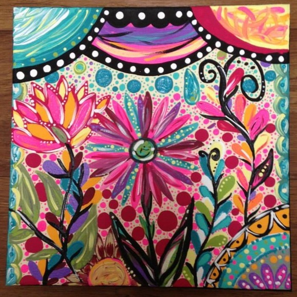 Colorful flower canvas painting
