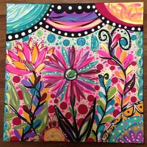 Colorful flower canvas painting