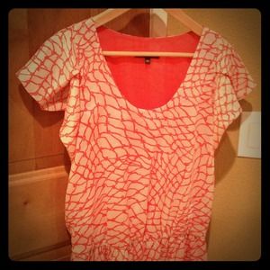 Cute Burnt Orange & Light Beige Dress