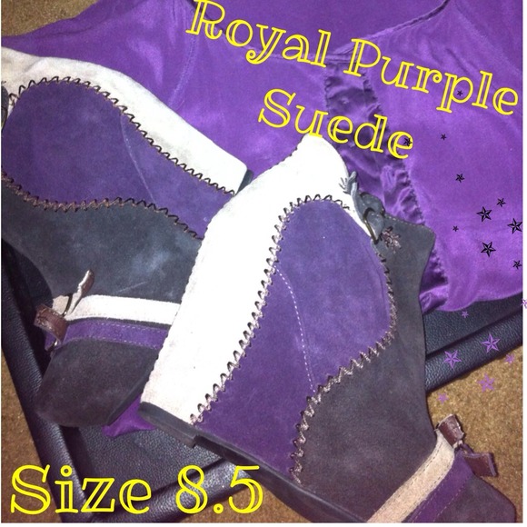Royal Purple Suede Wedge Boots🔴LOWERED POSHFEST🔴