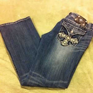 Miss me jeans w/leather and bling