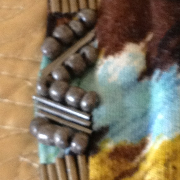 SALE! Print dress/twist knot bodice & beaded trim - Picture 3 of 4