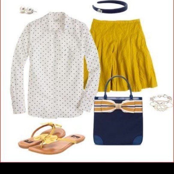 π―SOLD  J Crew Mustard Crinkle  Skirt π― - Picture 2 of 4