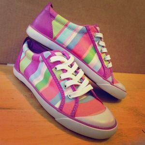 Coach BARRETT multi-color striped tennis shoes 7
