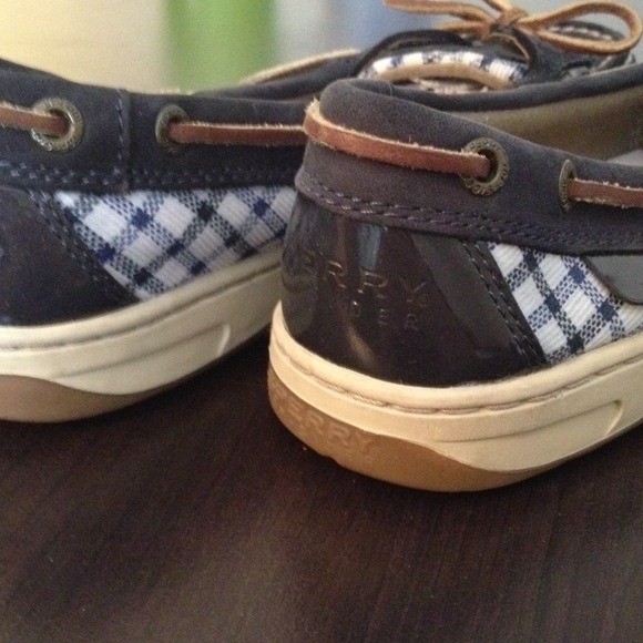 SOLD! Navy Plaid Sperry Slip Ons - Picture 3 of 3