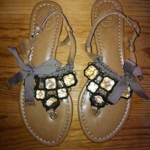 NWOT Zara Woman Sandals Sz 37 (7US) w/Crystals