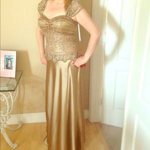 BICICI embroidered satin evening gown! Never worn