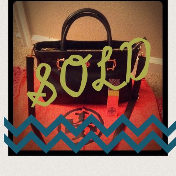 Authentic Tory Burch black horsebit satchel
