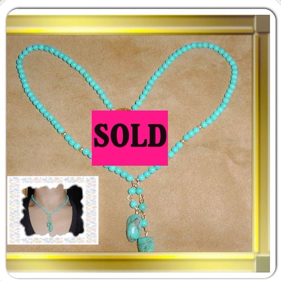 14KT GOLD & GENUINE TURQUOISE NECKLACE 16"