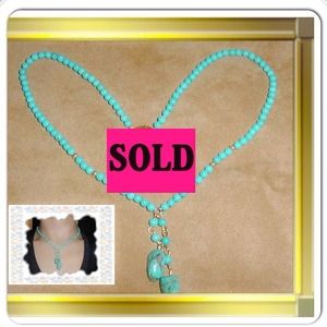 14KT GOLD & GENUINE TURQUOISE NECKLACE 16"