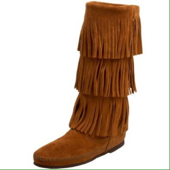 RESERVED Minnetonka 3-layer calf high fringe boots
