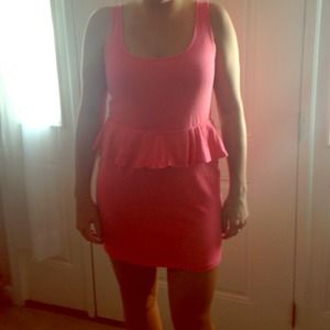 Coral peplum dress!