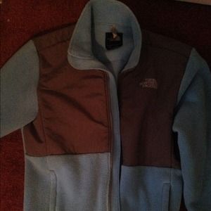 Gray and blue girls northface