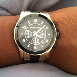 Black & Gold big face MK watch