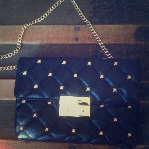 Michael Kors Studded Genuine Leather Gold Studded MICHAEL KORS CLUTCH