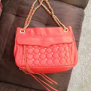 Raspberry quilted stud bag