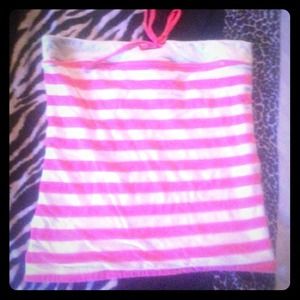 Pink/white striped tube top