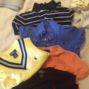 Boys size 6 Polo shirts (4) and vest