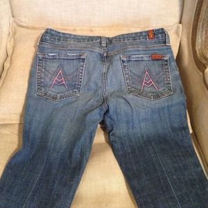 7 for Mankind jeans.  "A"pocket boot cut low rise