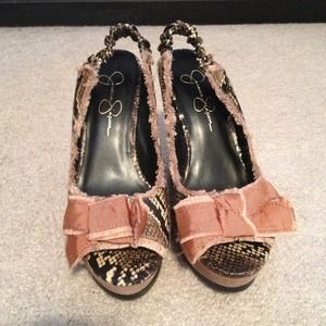 Jessica Simpson Snake Skin Print Wedges