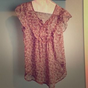 Pink & brown sheer shirt