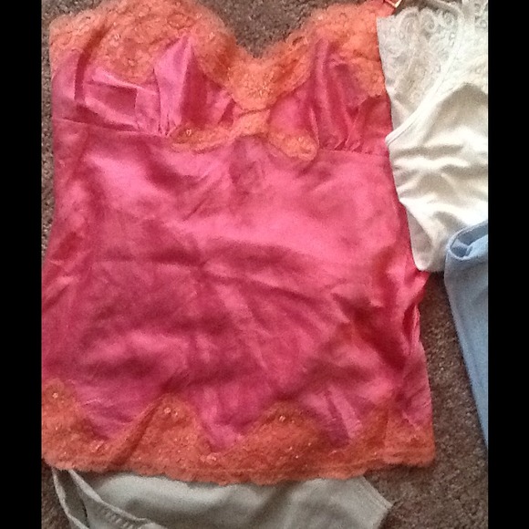 SOLD Express satin cami in salmon and hot pink