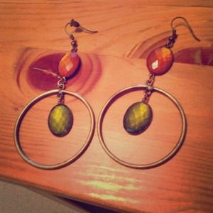 Retro green orange earrings-reserved