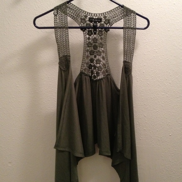 Crocheted sage vest, FANG, Size L