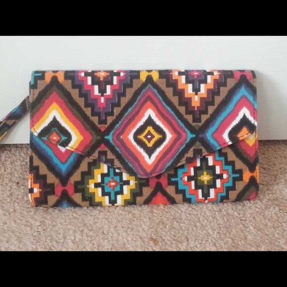 Gorgeous Multi color tribal print envelope clutch