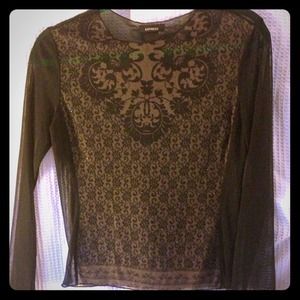 Express black and nude mesh shirt