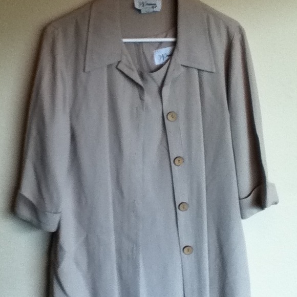 Taupe sheath dress with jacket